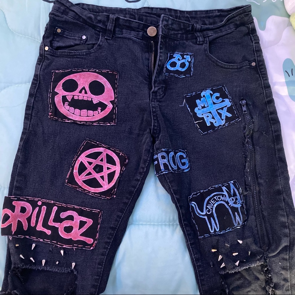 Handmade Patch Pants / Cavetown, Gorillaz, Monster, MCR, Pants